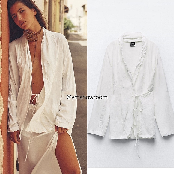 Zara Jackets & Blazers - ZARA Tied Wrinkle kimono